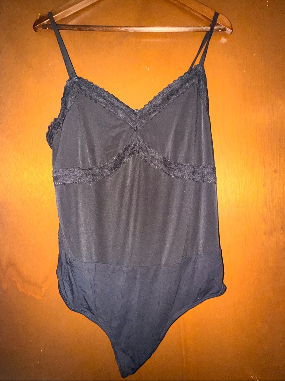 Torrid Studio Knit Sweetheart Lace Trim Body Suit Deep Black